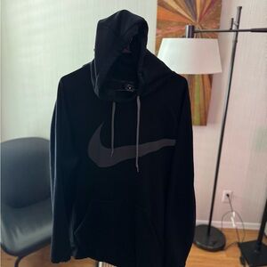 Nike Black Hoodie Sweatshirt with Large Swoosh Logo